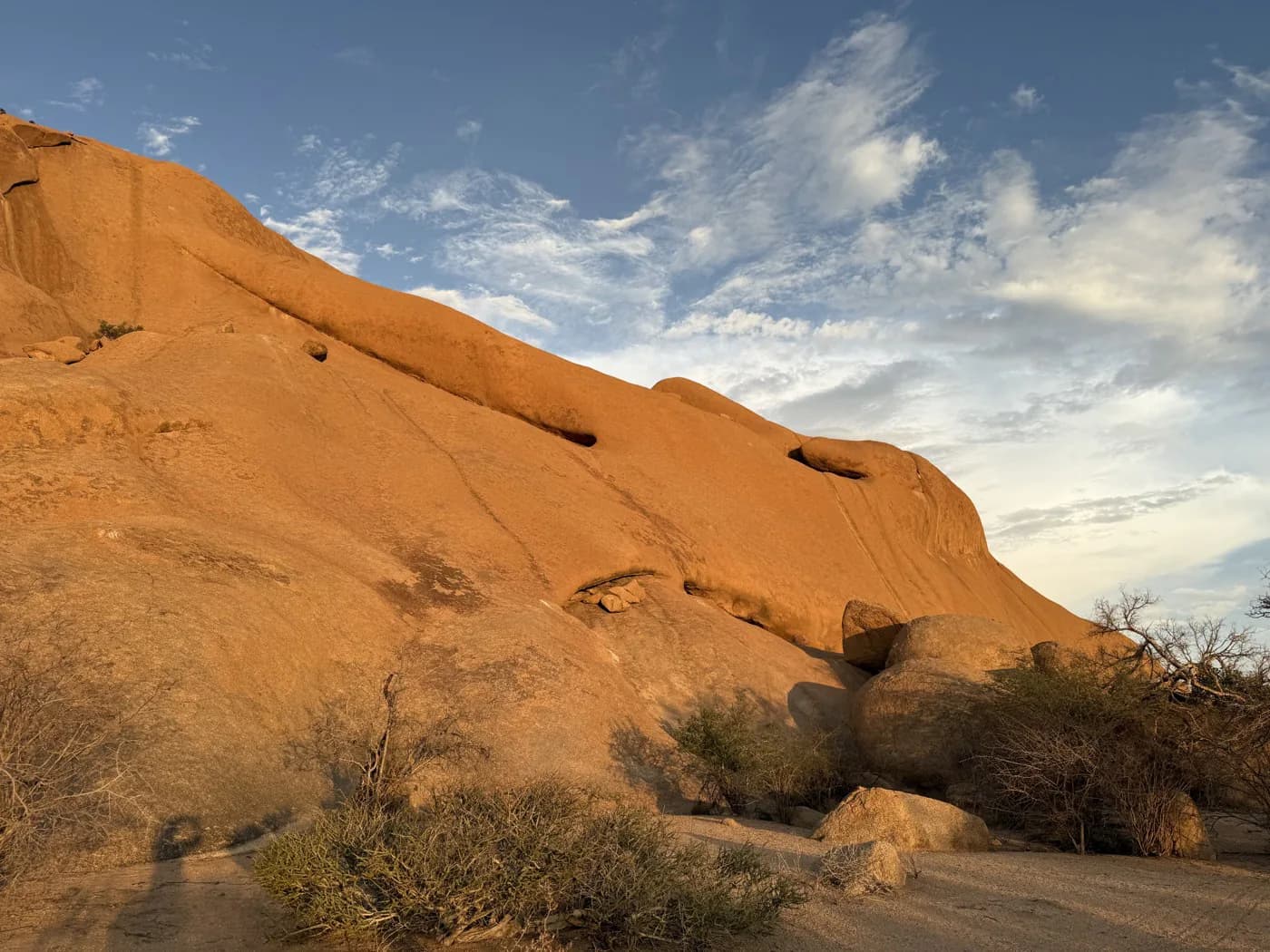 Warm evening light across the granite landscape at Spitzkoppe