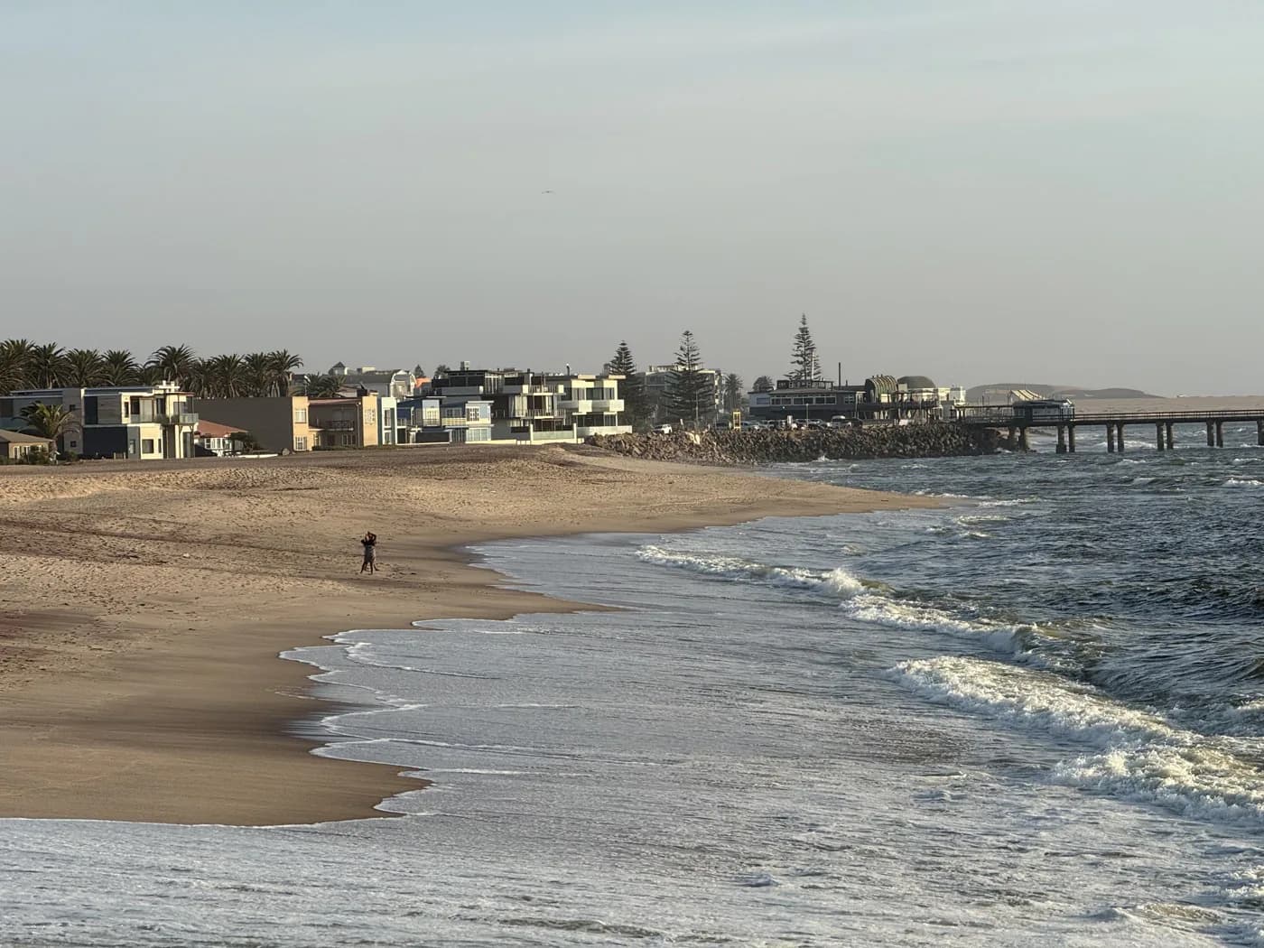 Swakopmund shoreline and jetty in Atlantic light