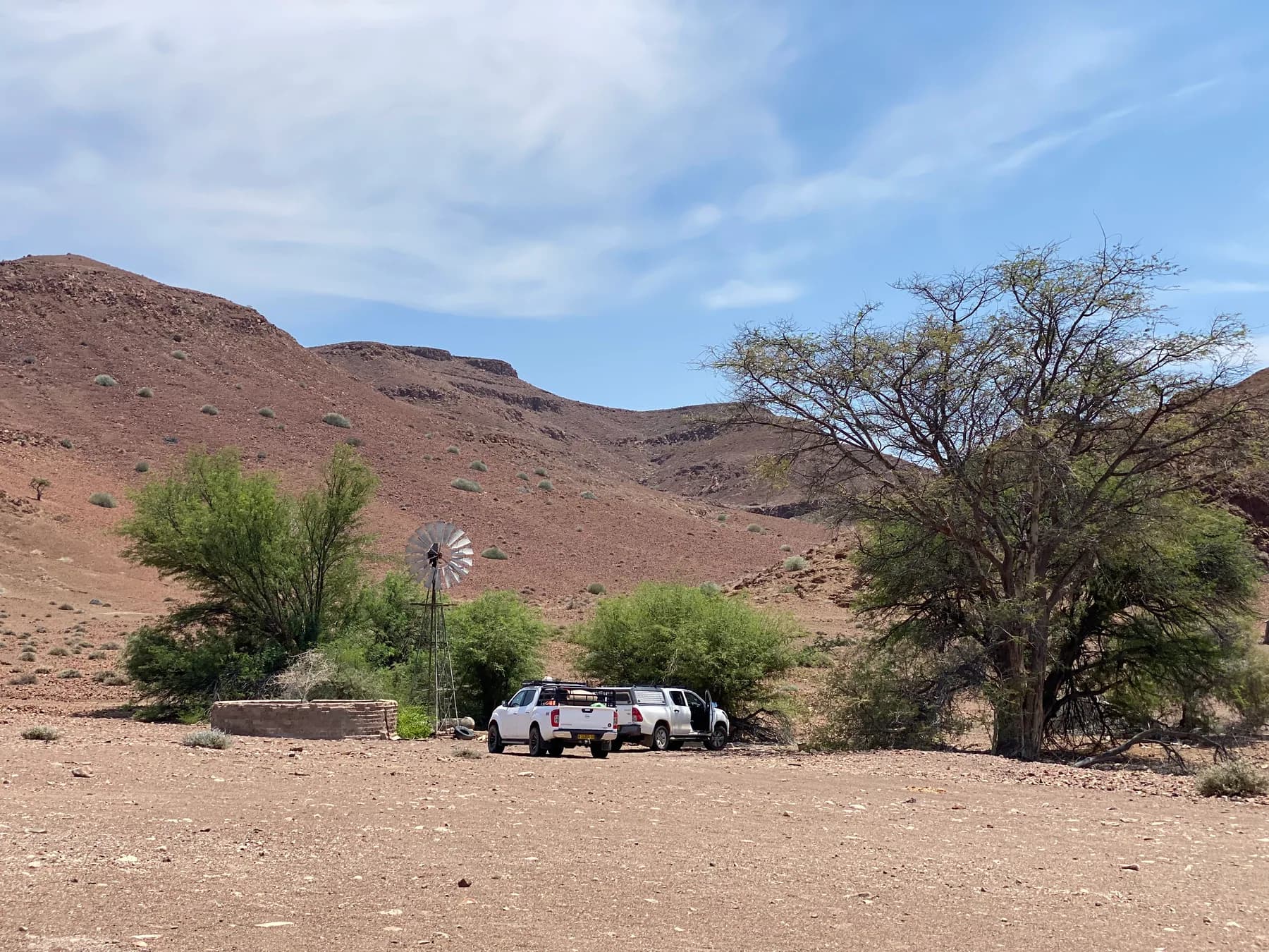 Remote Namibian camping beneath trees